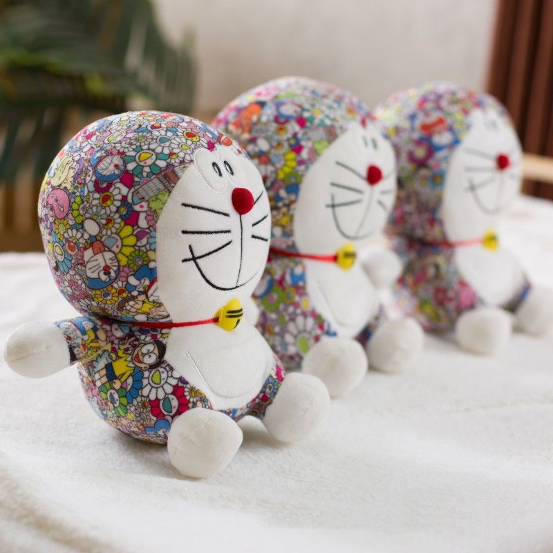 25cm Cartoon Doraemon Doll Plush Toy Sunflower Print Doraemon Doll Children'S Birthday Gift