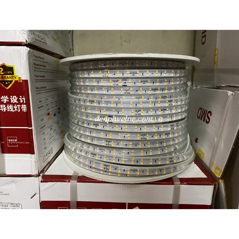 Đèn led dây 220V siêu sáng cuộn 100m CÓ BÁN LẺ, chống nước, hắt trần thạch cao, vách trang trí
