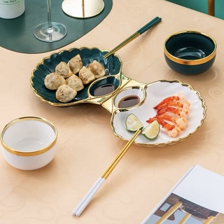 Đĩa hình sò kèm khay đựng nước chấm phong cách bắc âu