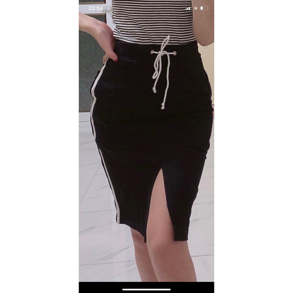 CHÂN VÁY NỮ ❤️FREESHIP❤️ Chân váy cạp cao có sọc kẻ hai bên, chất thu co giãn mặc thoải mái, tôn dáng | BigBuy360 - bigbuy360.vn