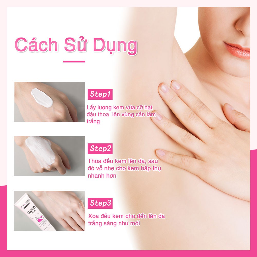 (Hàng Mới Về) Kem Dưỡng Trắng Vùng Da Dưới Cánh Tay / Đầu Gối / Mông 60g