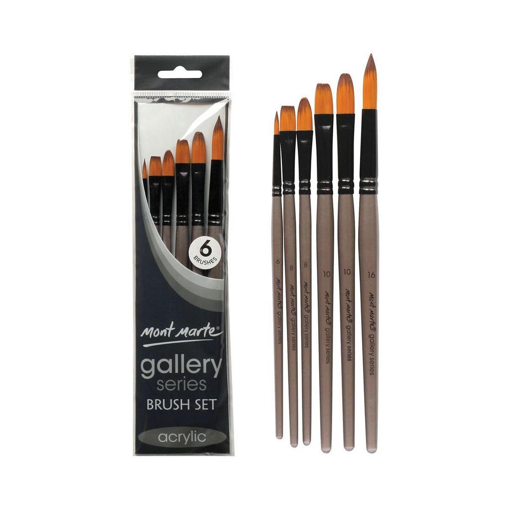 Bộ 6 Cọ Acrylic Mont Marte - Gallery Series Brush Set Acrylic 6pce - BMHS0017