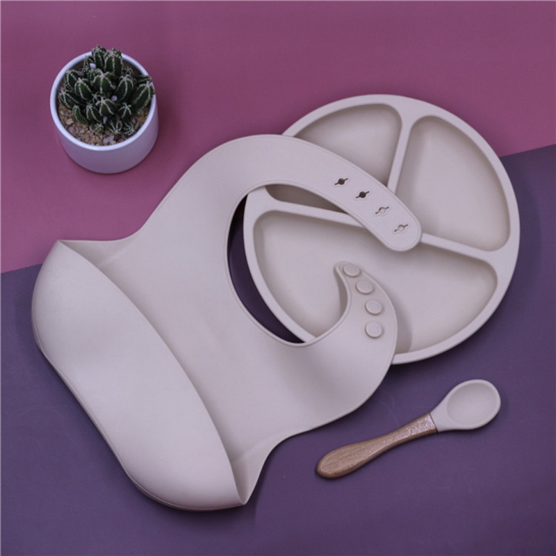 Set 4 Đĩa Silicone Cấp Thực Phẩm An Toàn Không Chứa BPA Cho Bé Tập Ăn