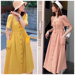 Đầm midi, váy suông nút trước 3 màu (kèm hình thật)