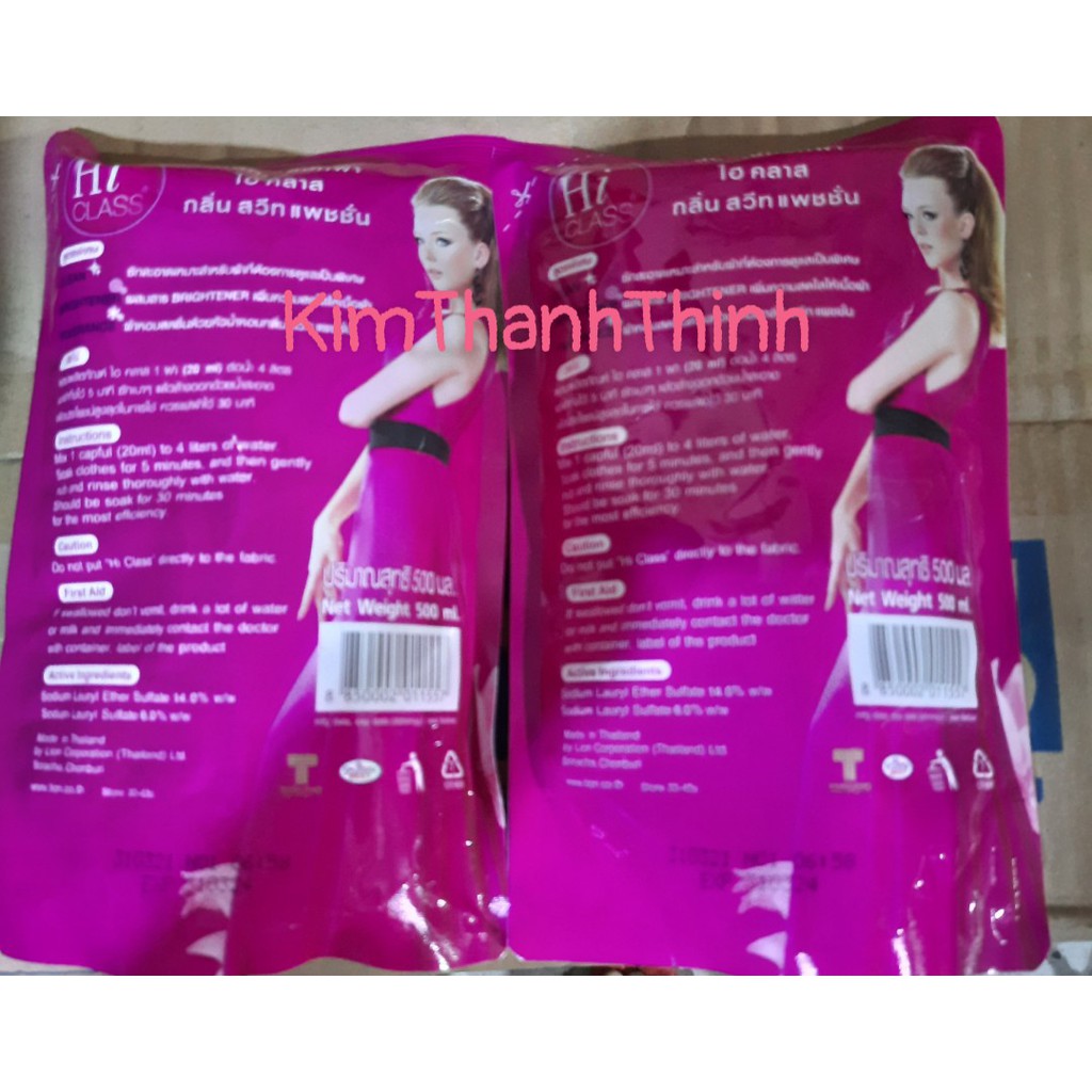 Nước giặt Hiclass túi 500 ml màu hồng- Thái Lan