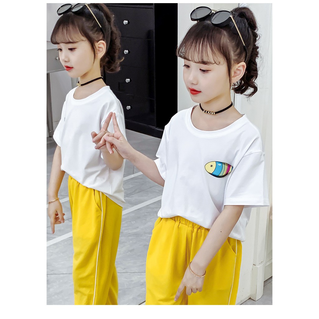 Áo thun bé gái đến size đại. Áo phông bé gái size đai từ 20 -50kg họa tiết mèo xinh sau lưng AG902