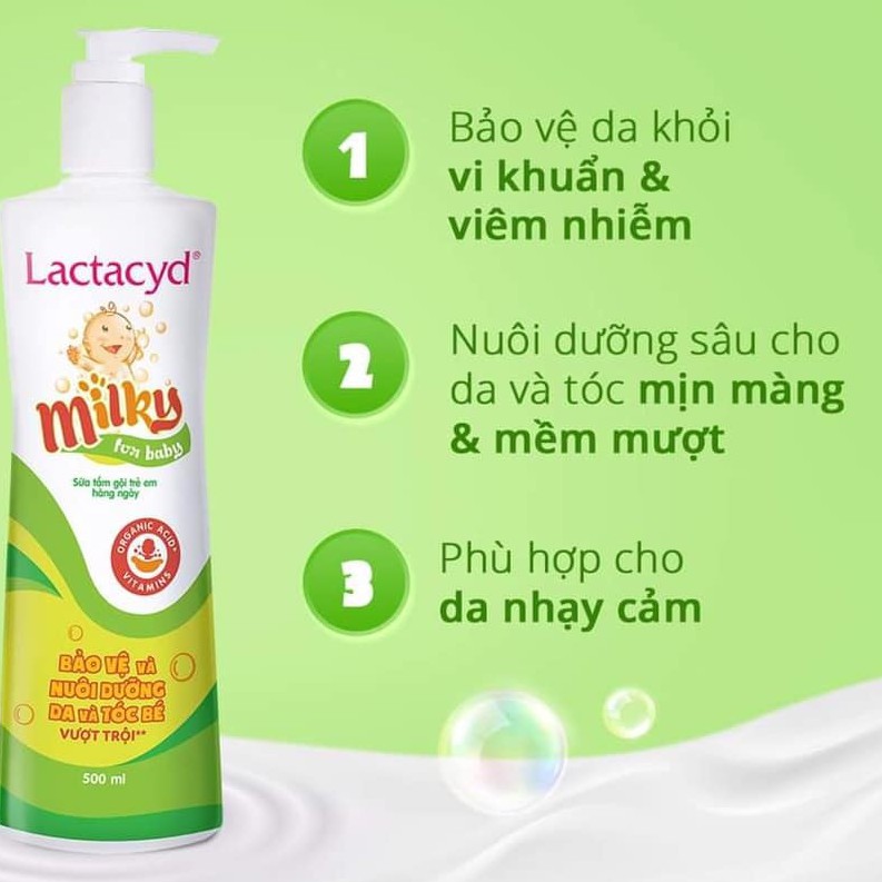 [Quà 20k]Sữa Tắm Cho Bé,Sữa Tắm Gôi Lactacyd Milky/BB Dung Tích 250ml An Toàn Cho Bé,Tặng Ống Bón Thuốc Trị Giá 20k