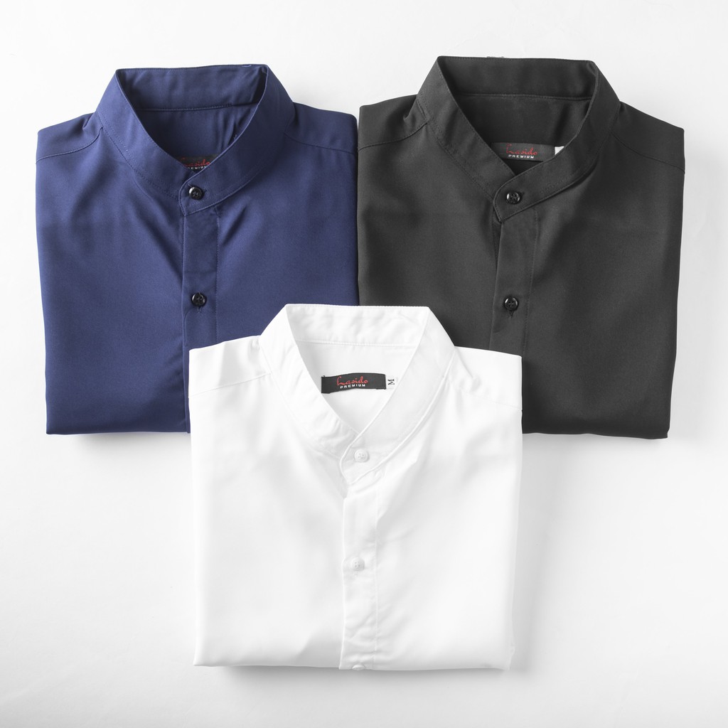 Áo sơ mi trơn dài tay cổ tàu LADOS - 1740 phong cách Hàn Quốc chất mềm mịn thấm hút mồ hôi | BigBuy360 - bigbuy360.vn