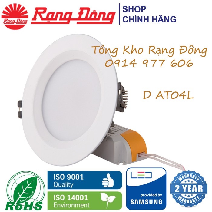 Đèn Âm Trần 9W, Khoét lỗ 90mm, Rạng Đông - Bảo Hành 2 Năm - Model: D AT04L