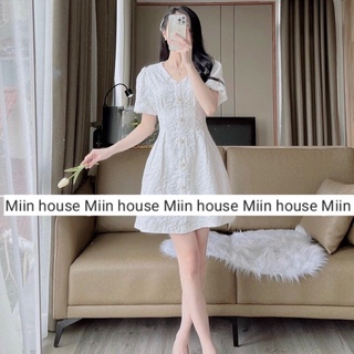 Váy gấm xốp cổ tim cúc ngọc