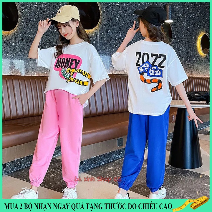 Quần áo bé gái 18-45kg , đồ bộ bé gái 4-14 tuổi cá tính năng động Money chất vải mềm thoáng mát. Bé Xinh Shop 68