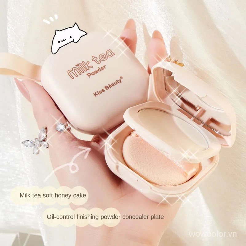 [Hàng mới về] Phấn che khuyết điểm dạng nén KissBeauty chiết xuất từ trà sữa / mật ong kiềm dầu kháng nước tốt
