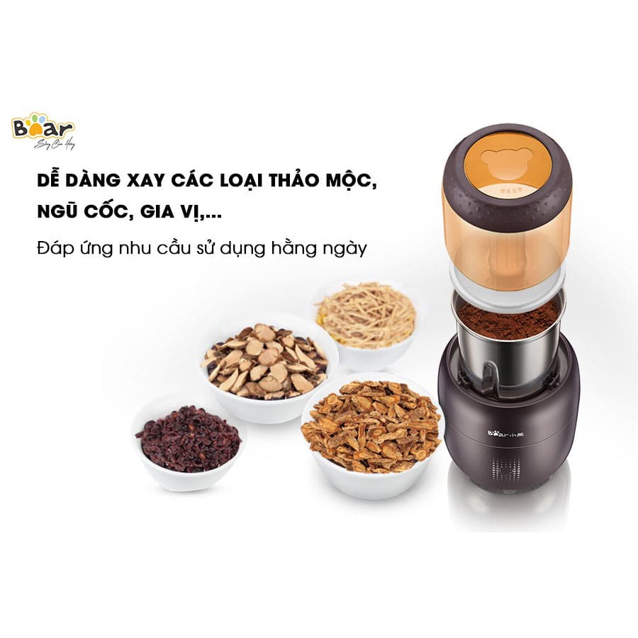 Máy Xay Bột Gạo - Hạt Cà Phê - Tiêu - Ngũ Cốc Đa Năng Mini Dùng Cho Gia Đình_Chính Hãng Bear FSJ-A03D1S (Bản Quốc tế)