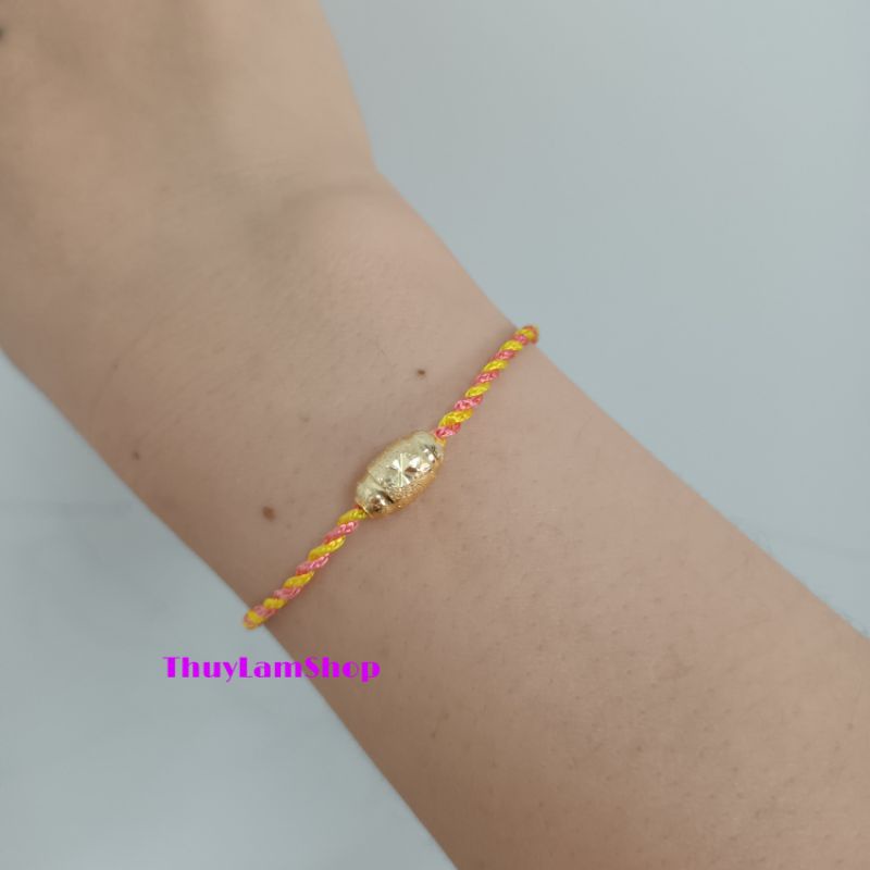 Vòng tay chỉ may mắn đã Trì Chú mix hạt gạo vàng kích tài lộc ý nghĩa no đủ cả năm