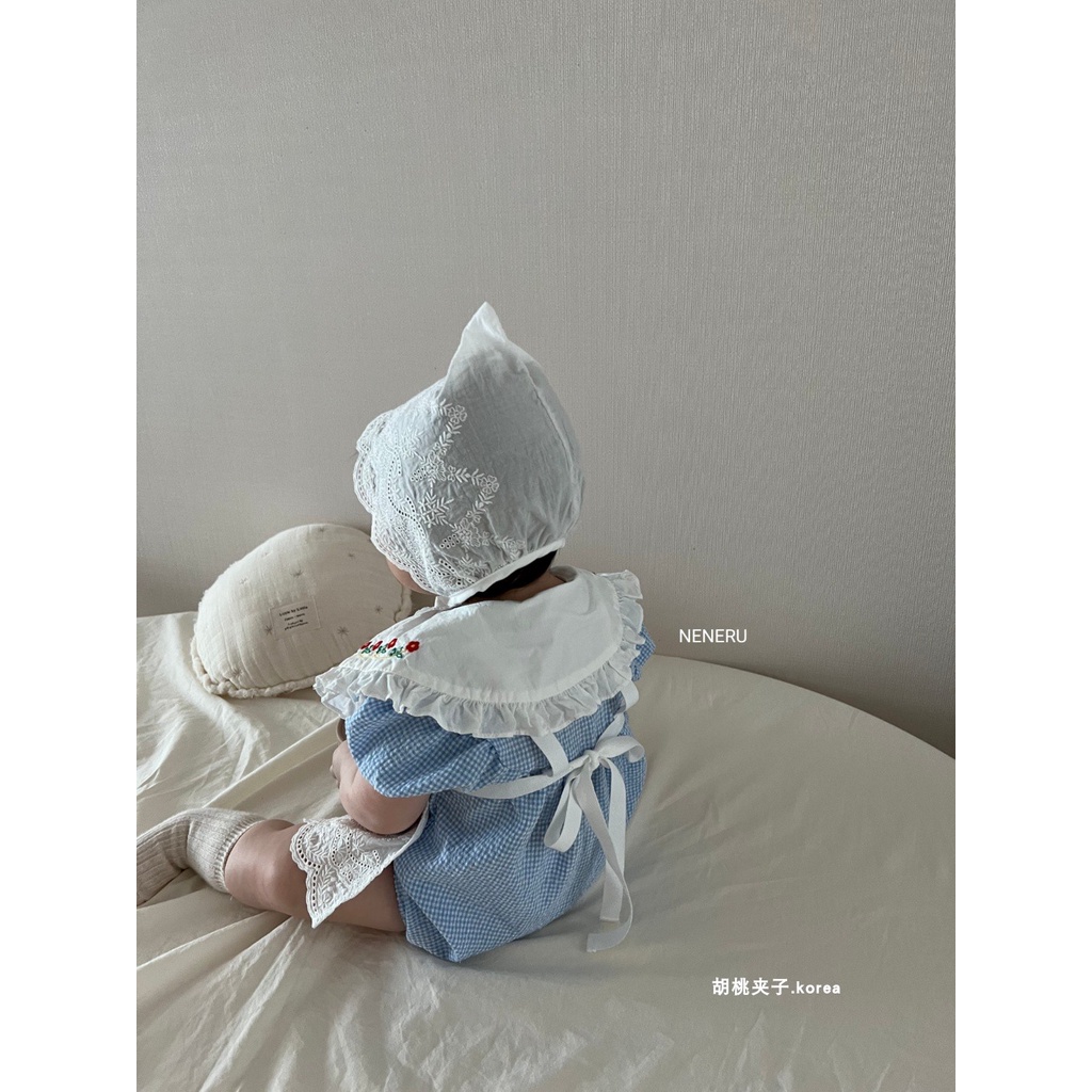 Bộ Áo Liền Quần Cổ Bẻ Thêu Hoa Nhỏ Phong Cách Hàn Quốc Thời Trang Mùa Hè Xinh Xắn Cho Bé Gái 0-2 Tuổi