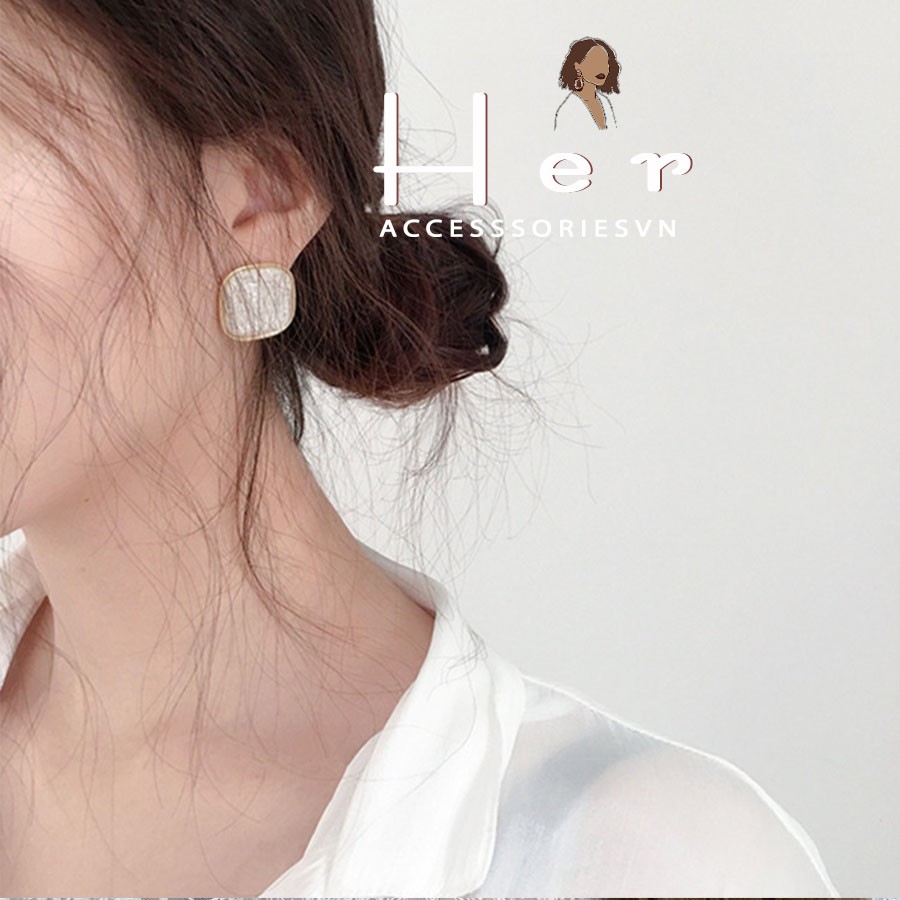 Khuyên tai nữ tròn ngọc trai sang trọng Her Accessories bông tai tròn cô dâu H150