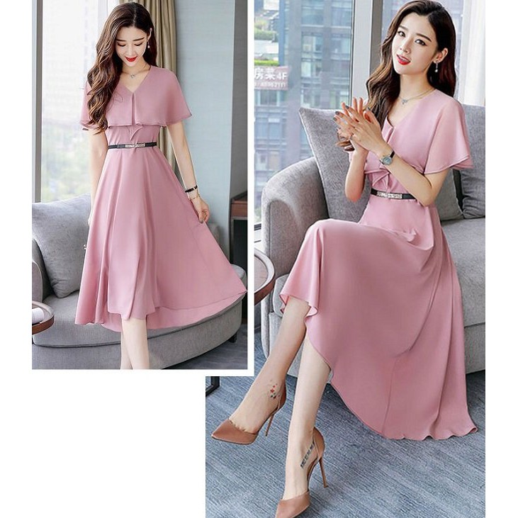 Đầm Dự Tiệc Trắng Tay Lỡ Phối Lưới Đính Hoa Cực Sang Chảnh