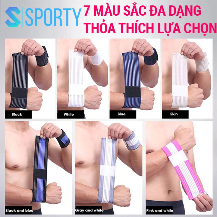 Băng cổ tay nâng tạ, tập GYM chất vải mềm mại co dãn SPORTY 1128 chống chấn thương chất liệu cao cấp