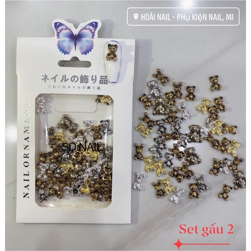 set charm gấu mix nhiều kiểu - phụ kiện nail giá rẻ