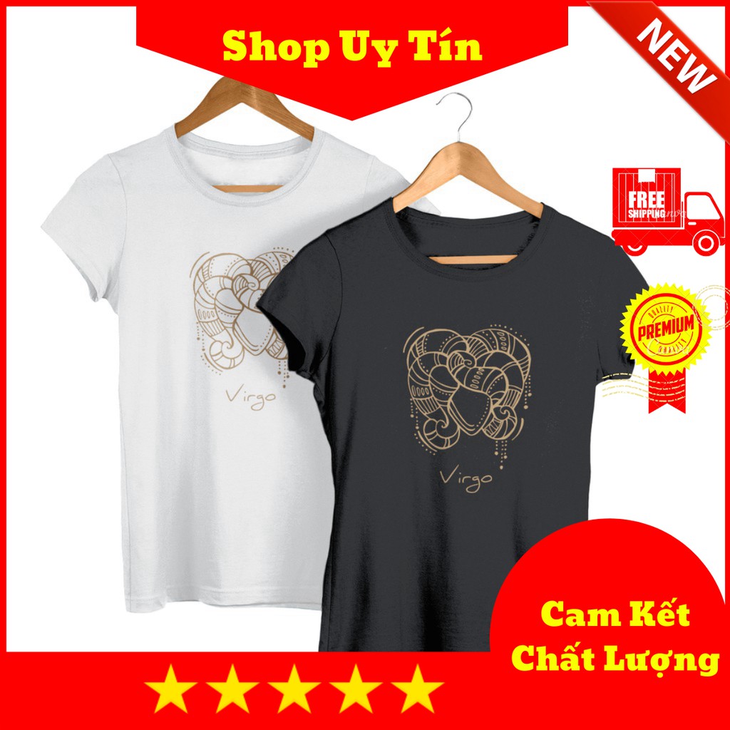 Tử Vi Virgo - Cung Xử Nữ - Áo Thun In UniSex Cao Cấp 12 Cung Hoàng Đạo T-shirt Siêu Đẹp - Trắng Đen Xám
