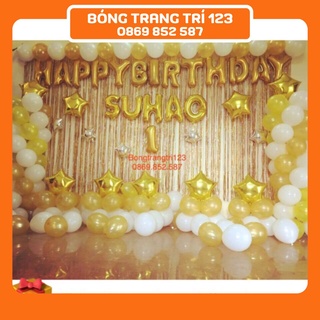 Combo 2 rèm kim tuyến, 50 bóng nhũ và bóng chữ Happy Birthday trang trí tiệc sinh nhật party