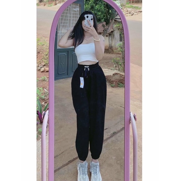 Quần jocker nữ, quần baggy nữ  nhung lưng thun bo gấu 3 màu CÓ ẢNH THẬT