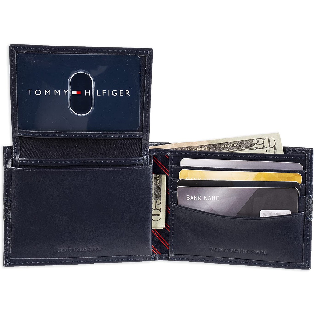 Chính hãng Mỹ - Ví da nam Tommy Hilfiger navy