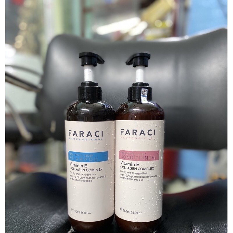 Dầu gội xả Faraci phục hồi tóc hư tổn hương nước hoa cho tóc thơm mềm mượt cặp 750ml