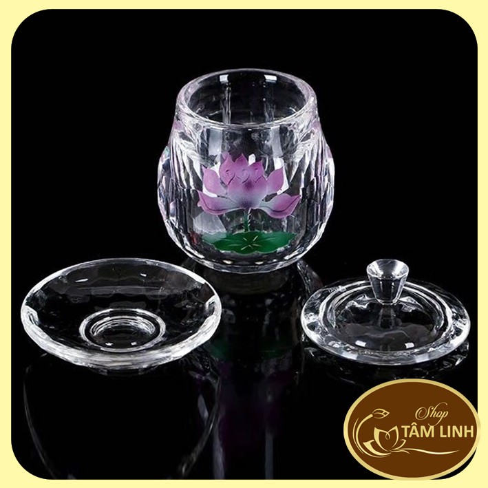 Chung Nước Pha Lê Hoa Sen Đế Tròn Nhỏ  GIÁ RẺ VÔ ĐỊCH