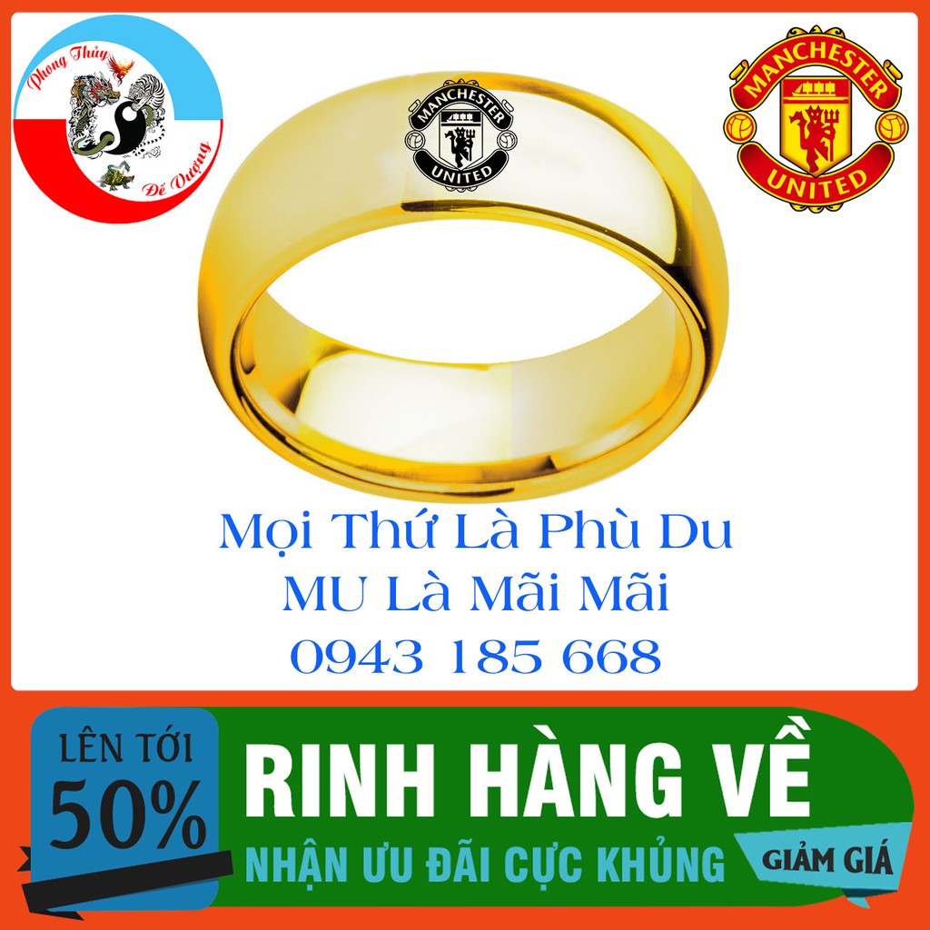 Nhẫn Nam Nữ Phong Cách Đẹp Ngầu Titan Không Gỉ Logo Manchester United Fan Christiano Ronaldo