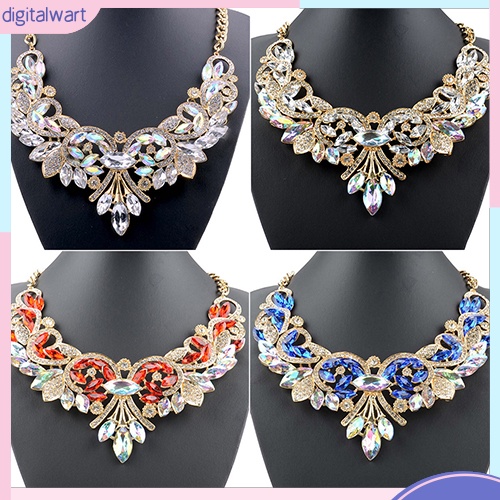 Dây chuyền hình hoa đính đá quý nhân tạo nhiều màu sắc sang trọng cá tính dành cho nữ