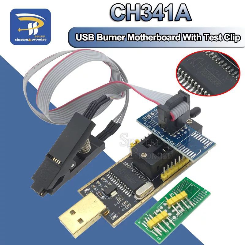 Mạch nạp ROM/BIOS CH341A (MẠCH + KẸP) nạp cho 24xx 25xx VGA ... .kienstore726