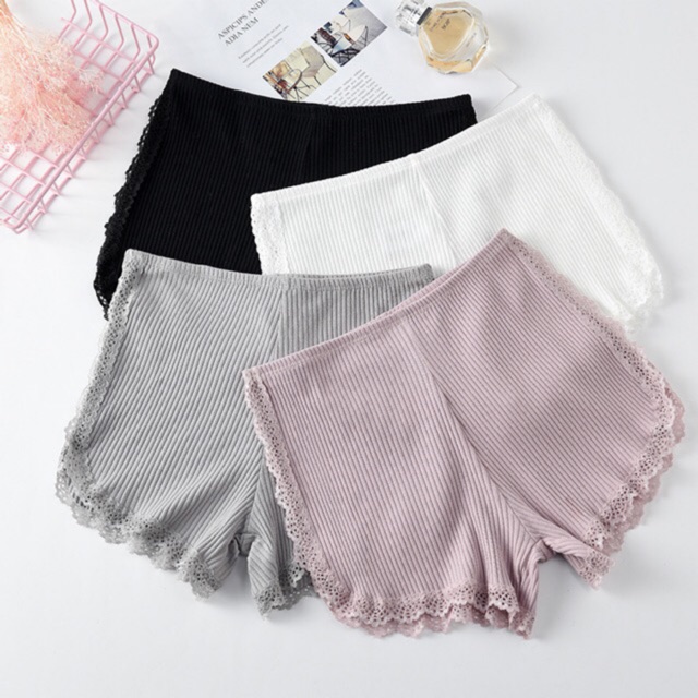 Quần Mặc Váy, Quần Đùi Cotton Tăm Viền Ren Co Giãn 4 Chiều 023