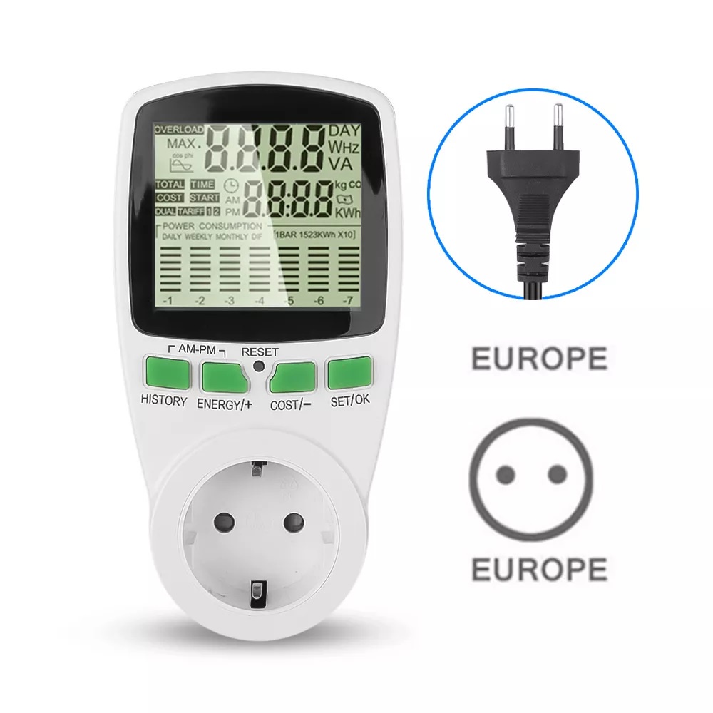Thiết bị đo công suất tiêu thụ, điện áp, cường độ dòng điện của thiết bị dùng điện trong gia đình