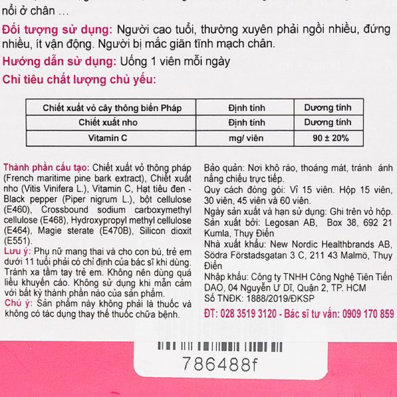 Viên Uống Hỗ Trợ Điều Trị Giãn Tĩnh Mạch  Active Legs New Nordic 15 Viên