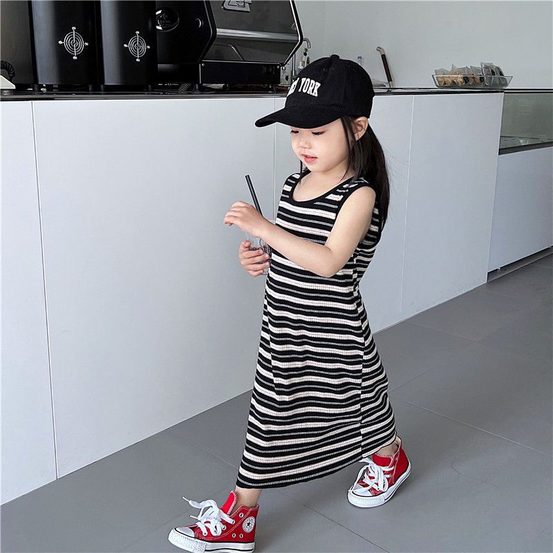 Hàng Mới Về Đầm Công Chúa Mùa Hè Dáng Suông Sát Nách Kẻ Sọc Phong Cách Mori Hàn Quốc Dễ Phối Đồ Cho Bé Gái 5 Tuổi