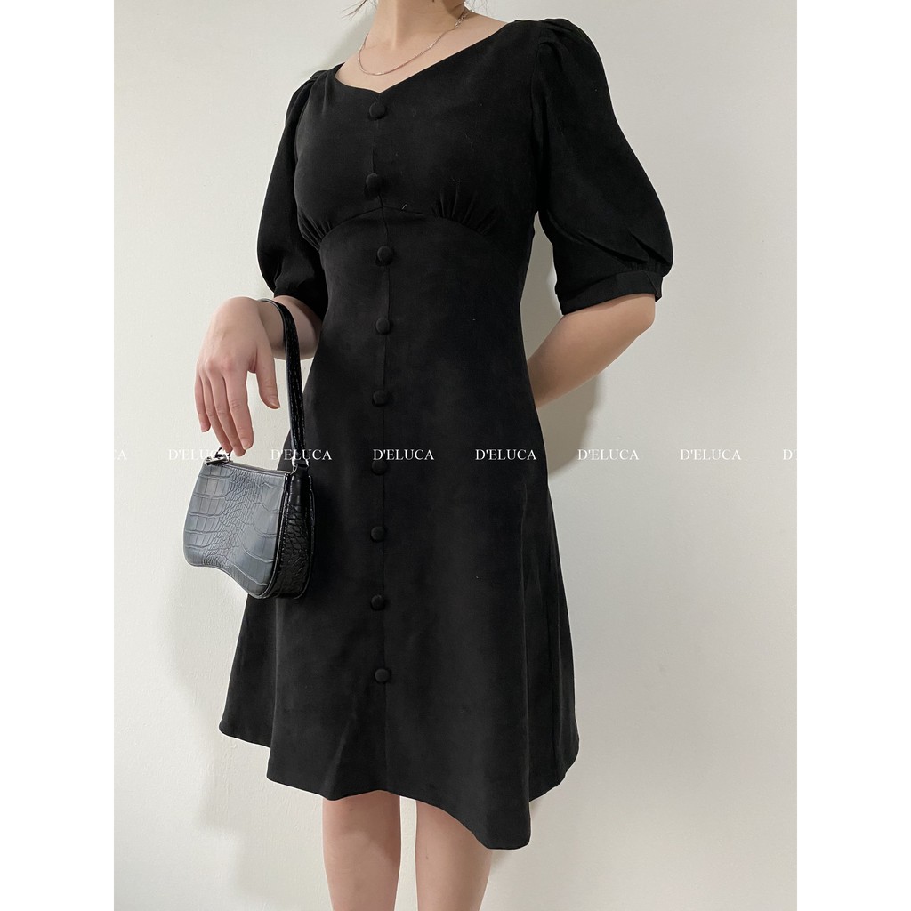 [Hình+Video Thật] Váy Nhung Tăm Cúc Bọc Vải - Đầm Dáng Xòe Tay Phồng Đáng Sắm Nhất Mùa Hè Này | BigBuy360 - bigbuy360.vn