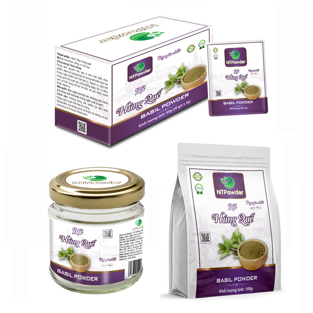 Bột Húng Quế sấy lạnh nguyên chất NTPowder 100gr / 60gr - Nhất Tín Food