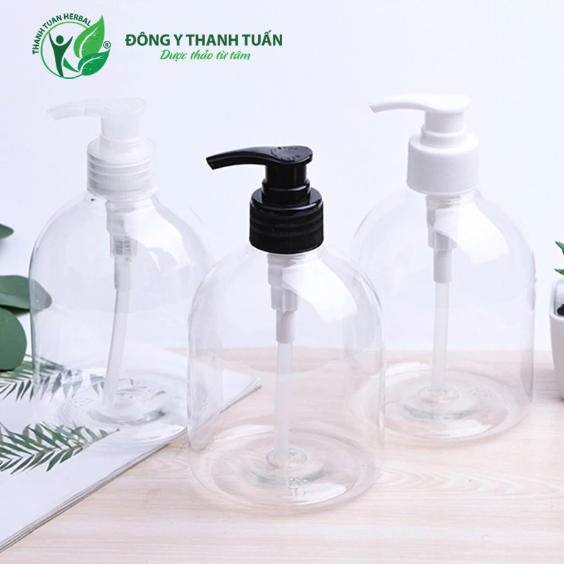 Chai nhựa pet vòi nhấn 500ml - Chai nhựa pet - Nguyên liệu làm mỹ phẩm - Vỏ son handmade - Chai lọ hủ chiết mỹ phẩm