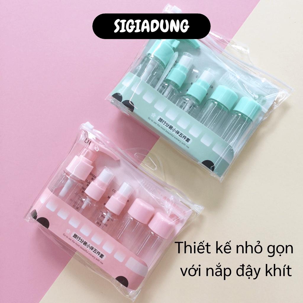 [SGD] Bộ Chiết Mỹ Phẩm - Combo 5 Chai Nhựa Chiết Nước Rửa Tay, Dầu Gội, Sữa Tắm Du Lịch 4002