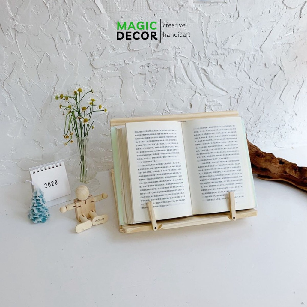 Giá đỡ đọc sách, kẹp điện thoại ipad bằng gỗ cao cấp decor trang trí sang trọng - MAGIC DECOR