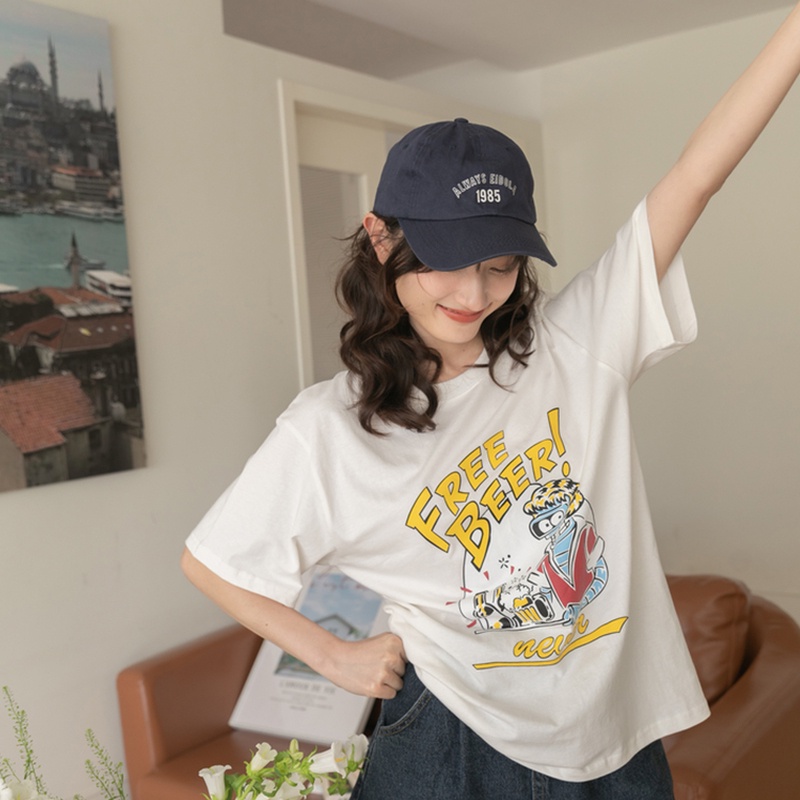 NRVP Áo Thun Cotton Tay Ngắn Cổ Tròn Màu Trơn Thời Trang Dành Cho Nữ