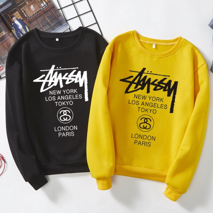 Stussy Áo Sweater Tay Dài Cổ Tròn Dáng Rộng Lót Nhung Thời Trang Cho Cặp Đôi | BigBuy360 - bigbuy360.vn
