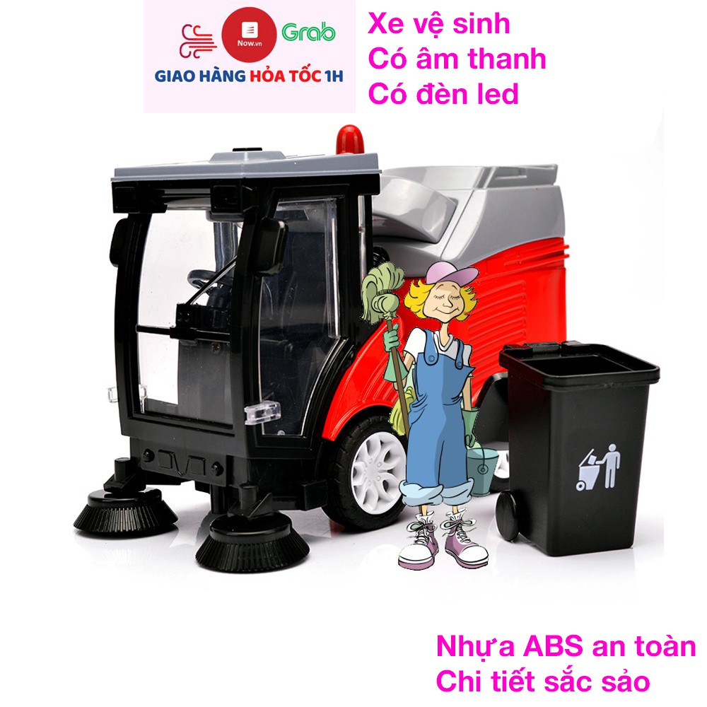 Xe đồ chơi trẻ em xe dọn vệ sinh có đèn LED, âm thanh chi tiết sắc sảo, phát triển trí tưởng tượng của bé
