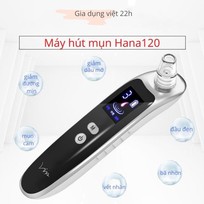 Máy Hút Mụn Cám, Đầu Đen Cầm Tay Mini Hanna120 Cao Cấp Màn Hình LED 3 Chế Độ 6 Đầu Hút