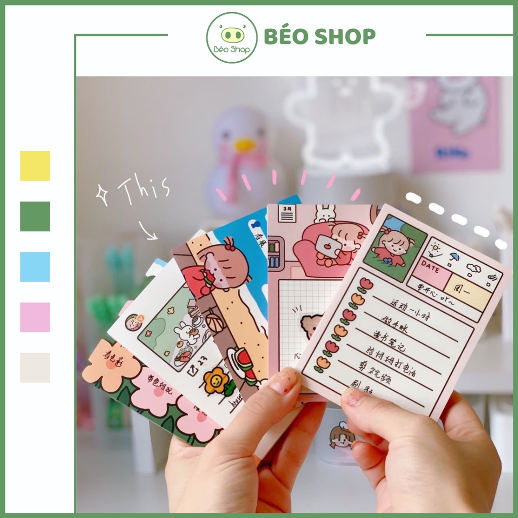 Giấy ghi chú, note , giấy nhớ dán tường , dán sổ , để bàn in hình dễ thương