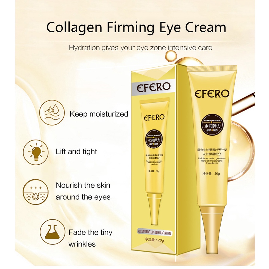 (Hàng Mới Về) Kem Dưỡng Da Mắt Efero 20g Chứa Collagen Giúp Loại Bỏ Quầng Thâm Bọng Mắt Làm Sáng Và Chống Lão Hóa