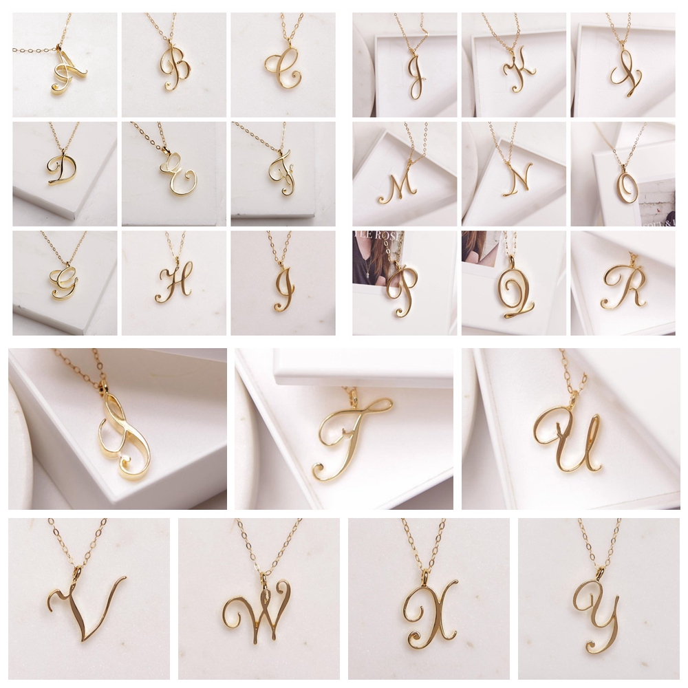 vòng cổ Hợp Kim Mạ Bạc Mặt Khắc Chữ Cái 26 Chữ Cái