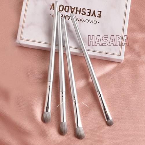 Bộ 4 cọ đánh phấn mắt lông mềm, bộ cọ trang điểm cá nhân bao da cao cấp HC006 - Hasara
