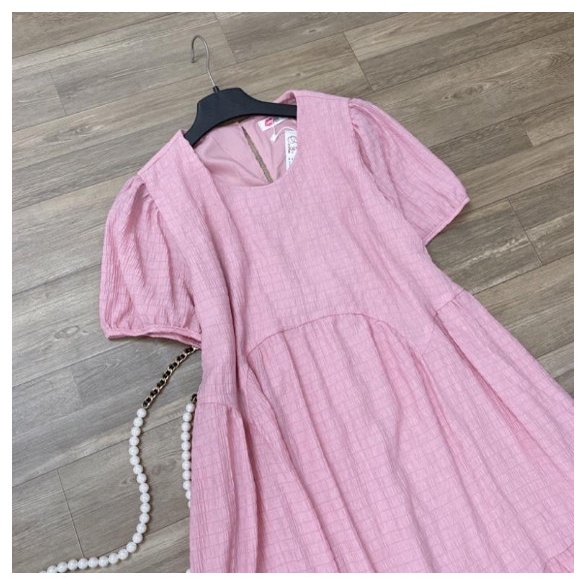 Đầm bầu ngắn - váy bầu mùa hè baby doll tầng chất tằm nhăn dáng dài form rộng siêu mát